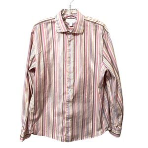 Express Men Striped Multicolor Button Down Shirt Size Large
